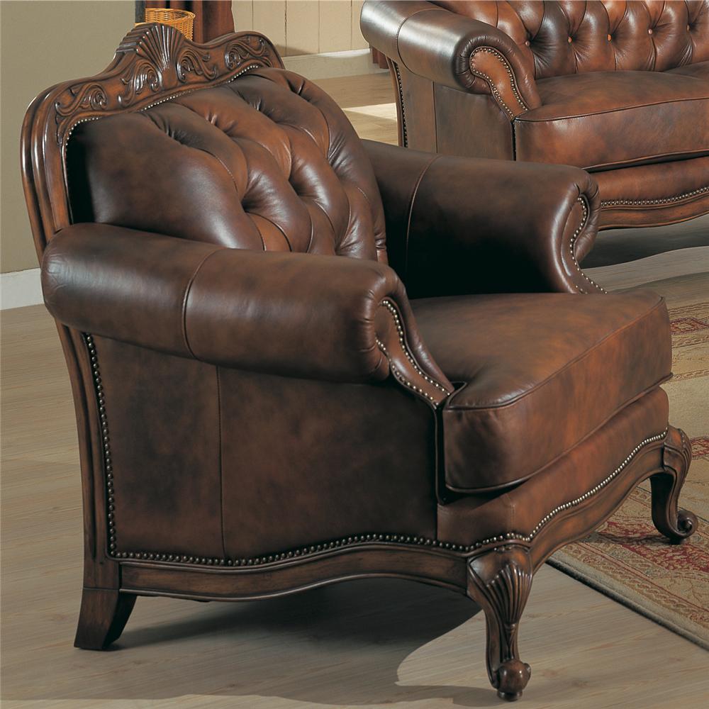 Rolled arm leather clearance chair